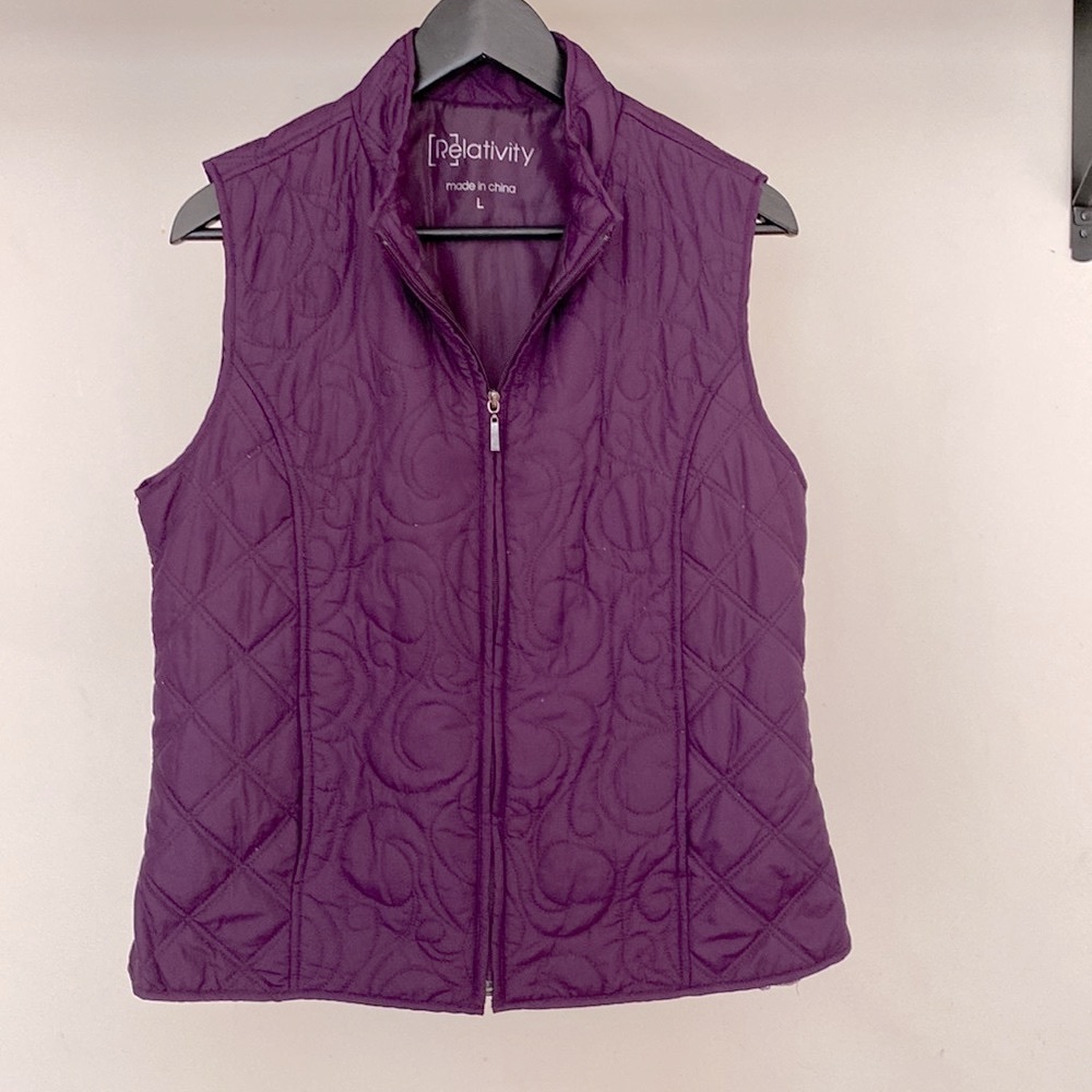 Relativity Quilted Vest, Women's, Large, Purple